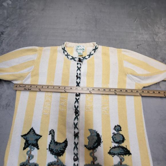 Vintage Quacker Factory Sweater Womens 1X Stripe Cardigan Embroidered 90s - Picture 7 of 9